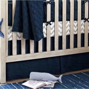 Pottery Barn Kids navy 100% linen crib skirt